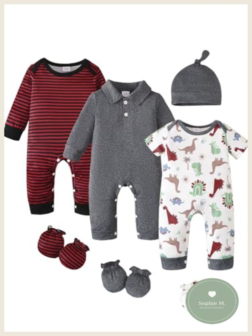 Newborn Baby Boy Rompers 10-Piece Set Long Sleeve Preemie Essentials